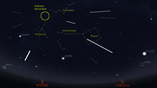 Obszar nieba dla roju Perseidów